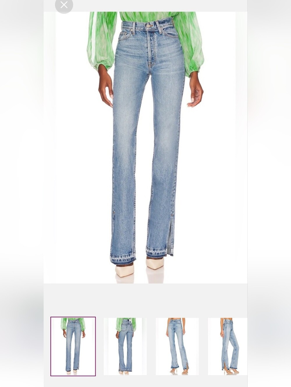 EB Denim Light Wash Flare Jeans with Side Slits